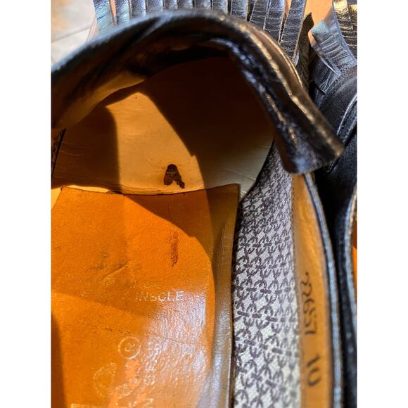 Verde Men’s Black Leather Fringe Loafers Size 10M Classic Slip-On Shoes - Picture 8 of 12